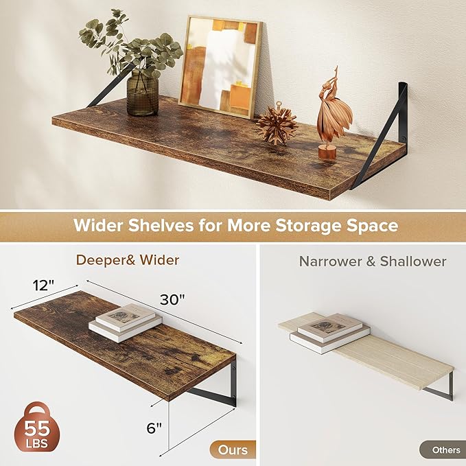 Deep Floating Shelves Wall Mounted, 30