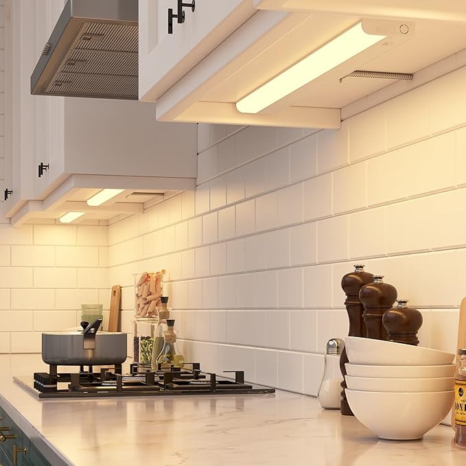 GETINLIGHT Inlight 24-inch Hardwired Only LED Under Cabinet Lighting, Soft White(3000K), Dimmable, Matte White Finished, ETL Listed, IN-0201-13-WH