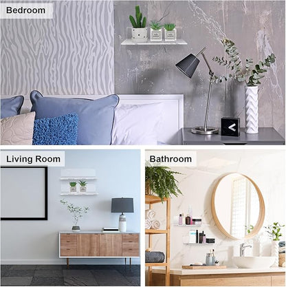 Vinsot 8 Pack Acrylic Floating Shelves 12 Inch Clear Acrylic Wall Display 4 mm Thick Invisible Book Shelves for Bedroom Living Room Bathroom Office Wall