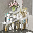 ZHWS Bathroom Counter Organizer Corner Shelf – Bathroom Organization Bamboo 3 Tier Spice Rack Makeup Organizer Bookshelf Space Saving Rack Kitchen Office Living Room (White)
