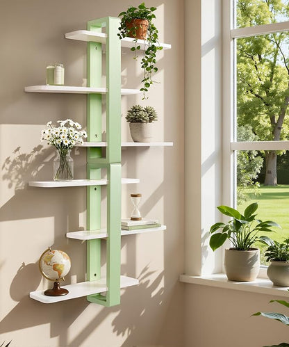 SUMGAR Green Floating Shelves for Wall Mounted Shelving Unit All Pine Wood 3 Tier Large Shelf for Bedroom Living Room Office Bathroom Home Decoration Storage Plant Photo Display Modern 20in Mint Green