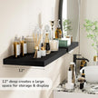 Fun Memories Floating Shelves - 2 Pack 12 Inch Rustic Wooden Wall Shelves - Extra Deeper & Thicker Wall Mounted Storage Shelf for Living Room, Kitchen, Farmhouse - 24