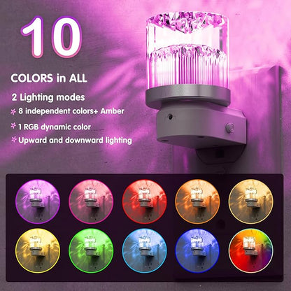 L LOHAS LED Night Light, Night Lights Plug into Wall with 10 Color Change RBG Nightlight Plug in Wall, Built in Dusk to Dawn Sensor for Hallway, Bathroom, Rooms, 2 Pack