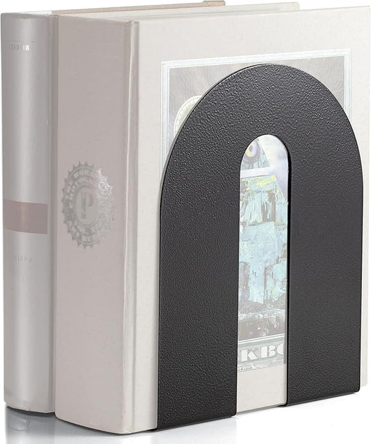 Officemate Heavy Weighted Bookends, Sturdy Office & Home Shelf Organizers, Set of 2 Black Metal Book Supports (93182)