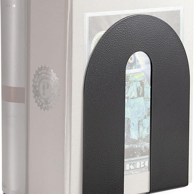 Officemate Heavy Weighted Bookends, Sturdy Office & Home Shelf Organizers, Set of 2 Black Metal Book Supports (93182)