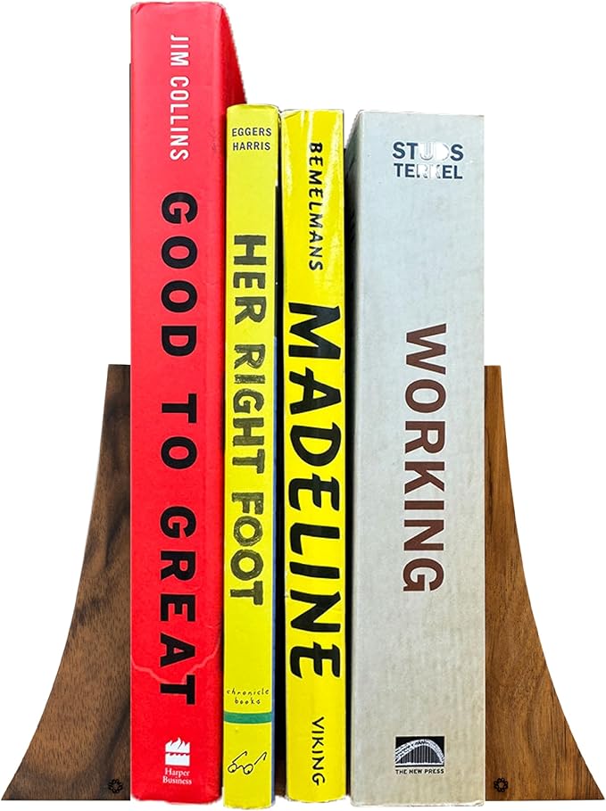 TILISMA Bookends for Heavy Books – Walnut Wood Book Ends for Shelves – Heavy Duty Bookends to Hold Books – Decorative Book Ends for Home Library – Wooden Bookend for Shelf - Bookshelf Accessories
