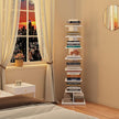 TUTOTAK Narrow Bookshelf, 8-Tier Bookcase, Spine Book Shelf for Small Space, Corner Standing Shelf for Living Room, Office, Study, Entryway, White BS06BW008
