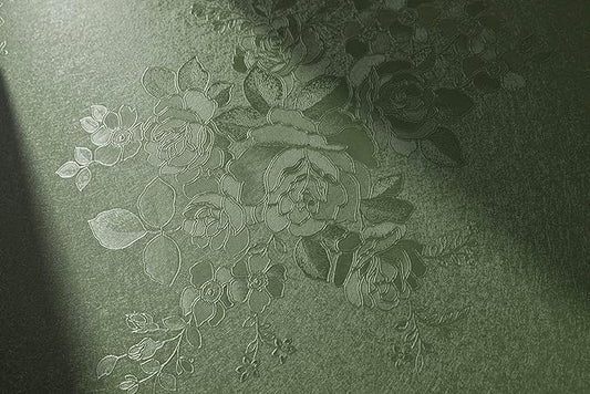 Green Flower Wallpaper Stick and Peel 17.7inch x 78.7inch Embossed Floral Stick Peel Contact Paper Solid Pure Waterproof Green Self Adhesive Wallpaper Flower Removable Shelf Vinyl Roll