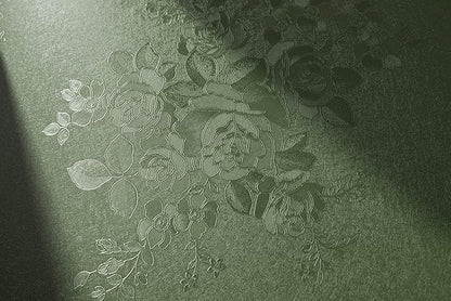 Green Flower Wallpaper Stick and Peel 17.7inch x 393.7inch Embossed Floral Stick Peel Contact Paper Solid Pure Waterproof Green Self Adhesive Wallpaper Flower Removable Shelf Vinyl Roll