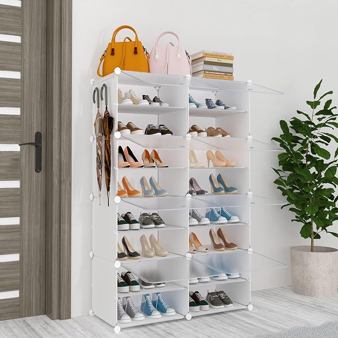 Shoe Storage,32 Pairs Shoe Rack Organizer for Closet Shoe Cabinet with Door Shoe Shelves for Closet,Entryway,Hallway,Bedroom