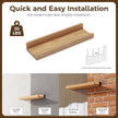 Floating Shelves for Wall - Natural Wood Picture Ledge Shelf Set of 2 - Solid Ash Wood Wall Shelves with Lip - Picture Frame Shelf Nursery Bookshelf