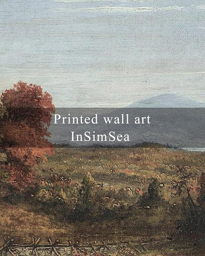 InSimSea Framed Canvas Print Art, Vintage Autumn Landscape Painting, Rustic Farmhouse Cottage Decor for Hallway Wall Floating Shelf Desk Vanity Fireplace,10x8 in,Warm Earth Tones