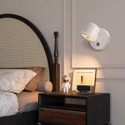 Aisilan Wall Sconce Set of 2, Hardwired Touch Dimmable Wall Light with 3 Color Temperatures, Adjustable 7W LED Wall Lamp CRI97, Modern White Aluminum Sconce for Bedroom Bedside Hallway