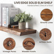 Live Edge Floating Shelves Set of 2, 24 Inch Solid Elm Wood Wall Shelves - Invisible Bracket Mount for Living Room, Bedroom, Kitchen, Bathroom | Vintage Rustic Decor