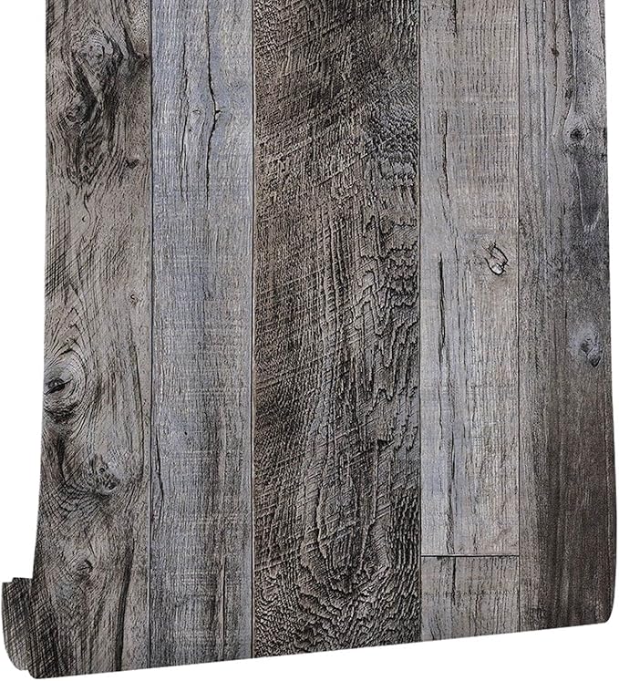 Yun-aeon Gray Wood Peel and Stick Wallpaper 34.6