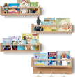 BOMID Wall Bookshelves,Set of 4 Natural Wood Floating Bookshelf,Nursery Shelves,Floating Book Shelves for Wall(Burlywood)