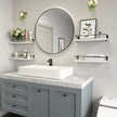 RICHER HOUSE White Bathroom Floating Wall Shelf Set of 4, Small Organizer Over Toilet Storage, Guard-Rail Kitchen Shelves - White