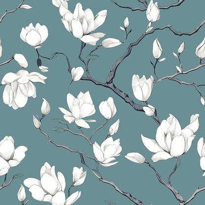 Blue and White Wallpaper Peel and Stick Vintage Floral Contact Paper for Bedroom Waterproof Self Adhesive Boho Leaf Wall Paper for Cabinets Locker Walls Bookcase Decor 17.5" X 118"