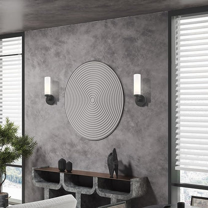 Livex Lighting 10103-04 Aero Collection ADA 1-Light Wall Sconce Light with Satin Opal White Glass Cylinder Shade, Black, 4.25 x 11
