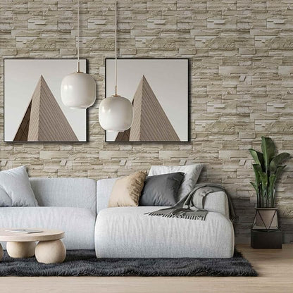Abyssaly Stone Brick Wallpaper Peel and Stick, Brick Contact Paper for Kitchen Backsplash, Removable Self Adhesive Faux Stone Brick Wallpaper for Living Room Fireplace Accent Wall 17.71" X 393.7"