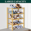 Smiry Bamboo Shoe Rack for Closet, 4 Tier Small Wooden Stackable Shoe Organizer, Free Standing Shoes Storage Shelf for Entryway, Front Door Entrance, Natural