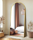 Delma Full Length Mirror, Large Floor Mirror for Wall, Bedroom, Bathroom, Living Room with Aluminium Frame (Stand, Arch 75x35-Gold)