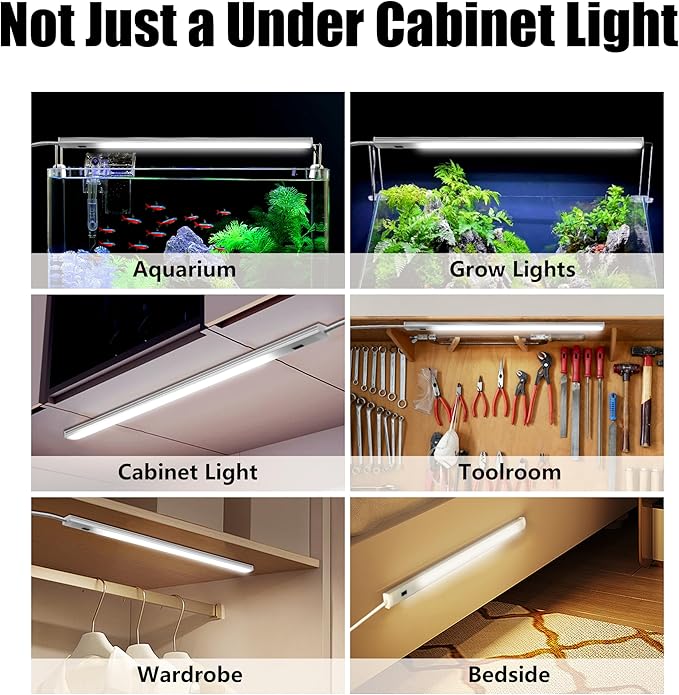Under Cabinet Led Lighting with Hand Wave, 12 Inch Light Strip Bar, Daylight White 6000K Dimmable in USB Light, Small Thin Led Under Counter Lighting for Kitchen/Room/Shelf/Desk/Display Case (1)