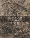 InSimSea Framed Canvas Wall Art, Vintage Wall Decor, Antique Watercolor Country Landscape Painting for Living Room, Bedroom Moody Black Sketch Retro Woodland Prints Pictures Decorations,8x10inch