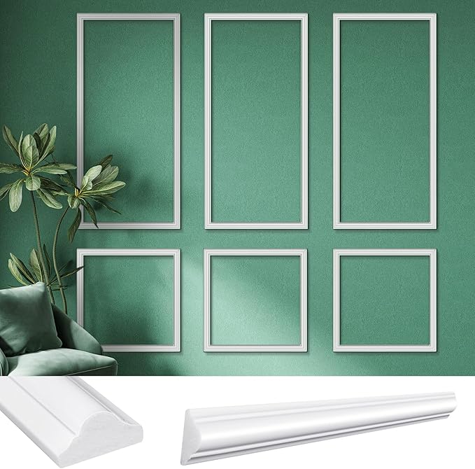 3 Sets Peel and Stick Pre-Cut Wall Molding Kit Wainscot Wall Panel Premade Wainscoting Panels for Interior Molded Home Moulding Decoration(Novel)