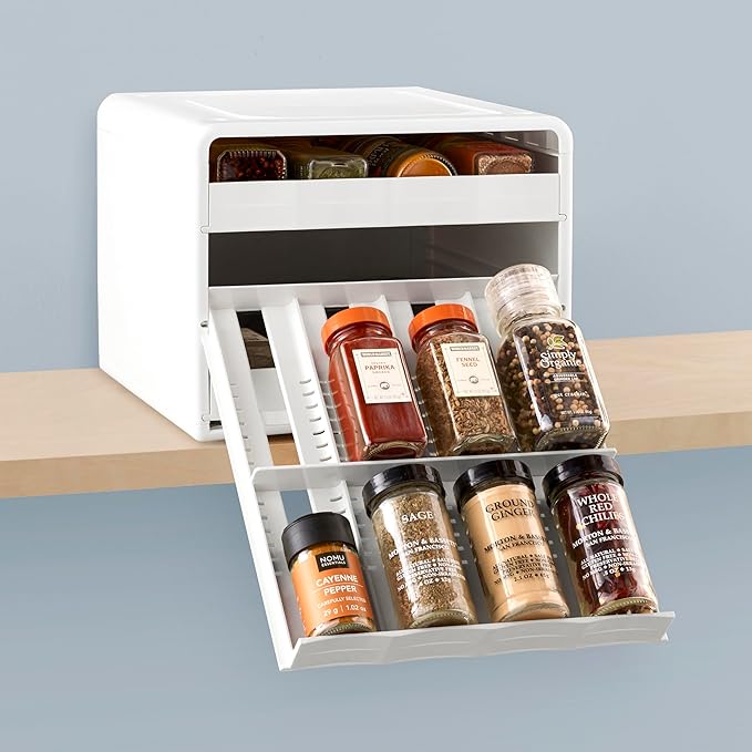 YouCopia SpiceStack Adjustable Spice Rack Organizer, Pull-Down 24-Bottle Seasonings and Spices Holder for Kitchen Cabinet and Pantry Organization with 104 Included Labels | Adjustable, Organizer, Seasonings, Spices Holder, Kitchen Cabinet