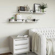 RICHER HOUSE White Bathroom Floating Wall Shelf Set of 4, Small Organizer Over Toilet Storage, Guard-Rail Kitchen Shelves - White