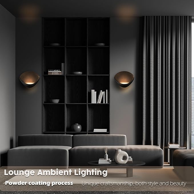 ANCIENTPWR Black Wall Sconce, Modern LED Wall Lamp – 3000K Warm White Hardwired Wall Light, Matte Finish Artistic Sconce for Living Room, Bedroom, Hallway, Corridor (1 Pack)