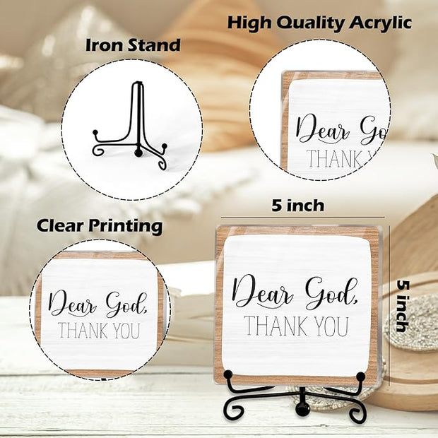 Modern Farmhouse Decor, Home Decor For Living Room, Boho Chic Aesthetic Shelf Decorations, Christian Dear God Acrylic Sign, Farmhouse Entryway Tv Stand Fireplace Coffee Table Decoration (13)
