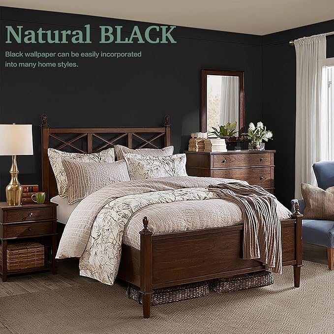 Dimoon 118''x23.6'' Peel and Stick Wallpaper Black Contact Paper for New Environmentally Friendly Materials Thickening Upgrade Embossed Renter Friendly Wall Paper Modern Vinyl Wrap Countertop Bedroom