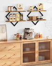 Floating Shelves, Set of 2 Wall Shelves, 2-Tier Hanging Shelves, Wall Shelf Set of 2, Wall Mounted Shelves, for Living Room, Bedroom, Kitchen, Office, Study, Rustic Brown TBJ01P2BF