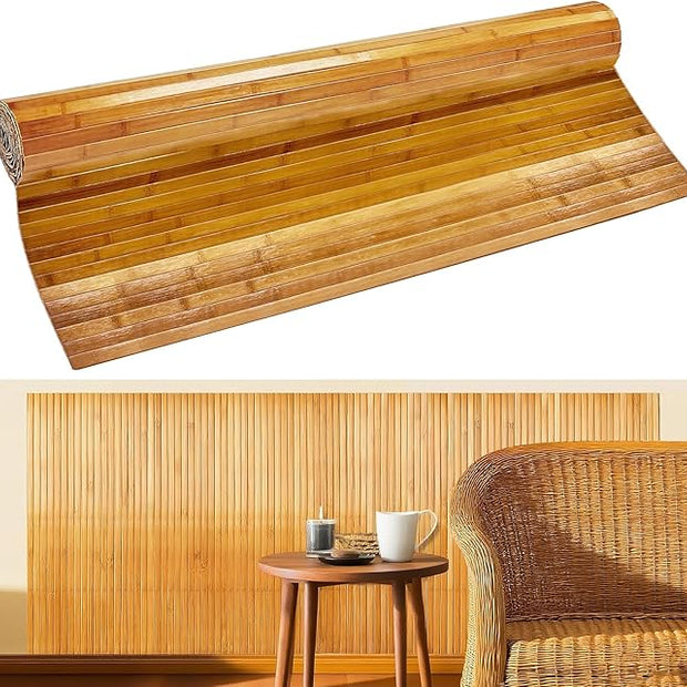 Natural Bamboo Wall Panel for Interior Wall Decor 46 X 96 in Pole Wrap Wainscoting Wood Paneling for Living Room Kitchen Bedroom Office Bar