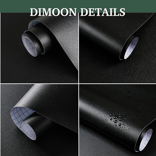 Dimoon 787''x17.7'' Peel and Stick Wallpaper Black Contact Paper for New Environmentally Friendly Materials Thickening Upgrade Embossed Renter Friendly Wall Paper Modern Vinyl Wrap Countertop Bedroom
