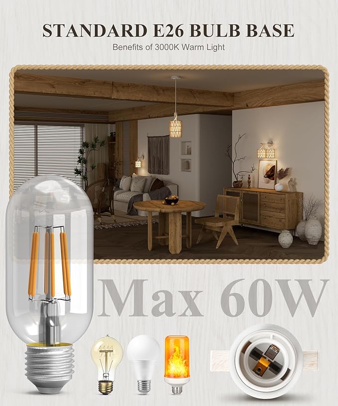 N12-3 Two-Lights Boho Rattan Wall Sconce - Vanity Lights Fixtures for Mirror, Cross-Woven Shade & Hardwired Wall Lamp with Woodgrain Metal Frame, E26 Bulb Base