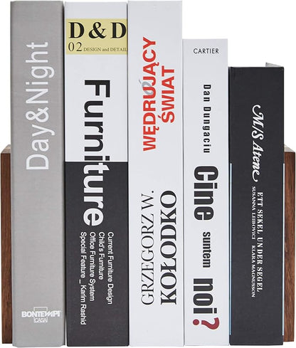 Pandapark Wood Decorative Bookends,Non-Skid Bookend for Shelves,Heavy Duty Bookends,Book Stand for Books/CDs,1 Pair