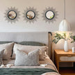 Cityelf 3 Set Black Sunburst Mirrors for Wall Decorative Metal Mirrors Small Mirror Sets Decor Hanging Mirror Wall Sculpture for Bedroom Living Room Entryway