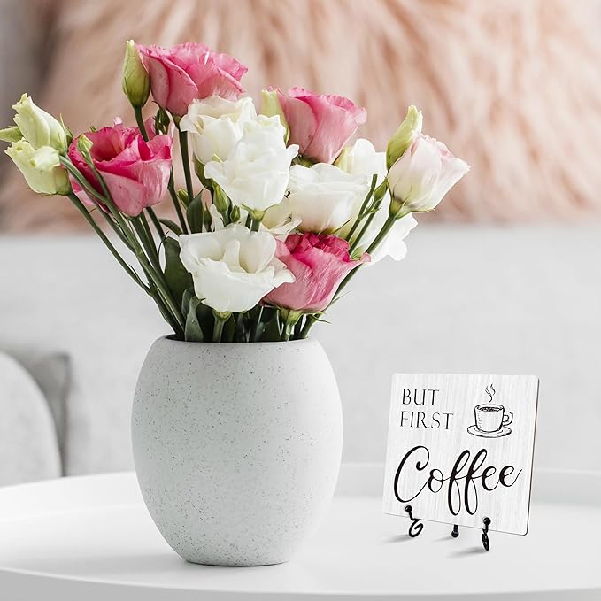 Coffee Sign Desk Decor, But First Coffee Sign With Iron Stand, Coffee Wood Plaque For Coffee Station Coffee Shop Home Kitchen Cafe Office, Farmhouse Coffee Bar Desk Shelf Decoration -02