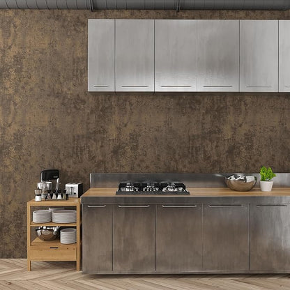 48x78inch Extra Wide Concrete Wallpaper Peel and Stick Dark Brown Cement Countertop Contact Paper Waterproof Vinyl Wrap Matte Thick Bubble-Free Design Self-Adhesive Wall Sticker Retro Industrial Style