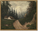 SHENIFY Vintage Village Framed Canvas Wall Art Classical Landscape Road Prints Farmhouse Bathroom Office Decor - 11x14in Natural Framed