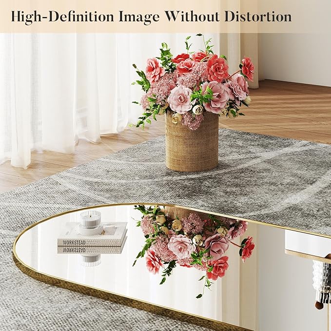 OLIXIS Arched Full Length Mirror 59"x16.3" for Bedroom, Full Body Mirror with Stand, Hanging or Leaning for Wall, Aluminum Alloy Thin Frame Floor Standing for Living Room, Long, Gold
