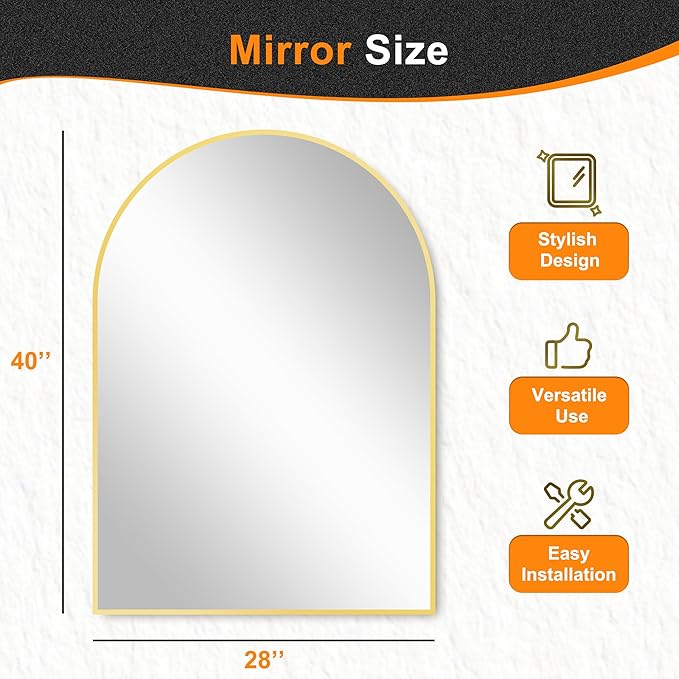 Delma Arched Bathroom Mirror, 28