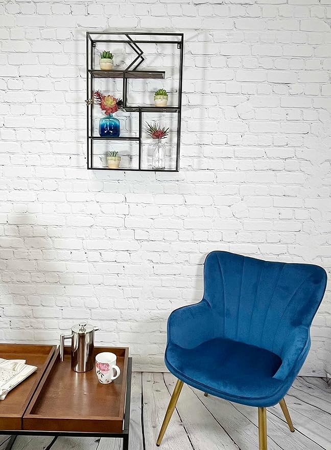 Admired By Nature 4 Tier Rustic Farmhouse Floating Wall Shelves, Wall Mounted Organizer Storage Shelf for Home Decor, 1 Unit