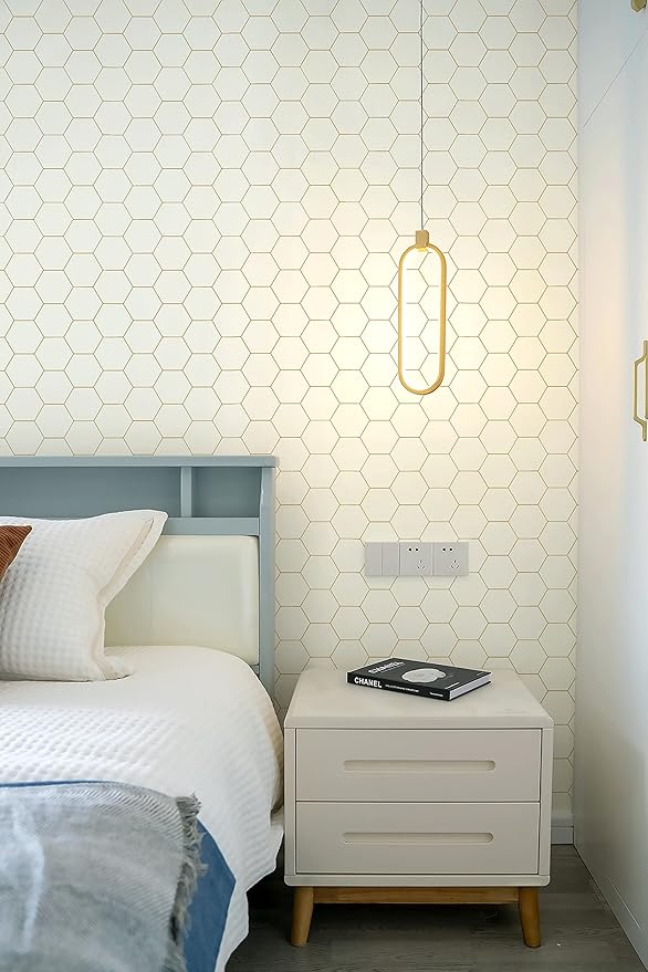 Geometric Peel and Stick Wallpaper Hexagon Peel and Stick Modern wallpaper17.3”×78.7” self-Adhesive Wallpapers Contact Paper Decorative Shelf Drawer Liner Roll Waterproof