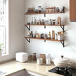 Heimlove Floating Shelves for Wall, 36 Inch Long Wood Floating Bookshelf Set of 3, Wall Mounted Hanging Shelf for Bathroom Bedroom Kitchen, Rustic Brown