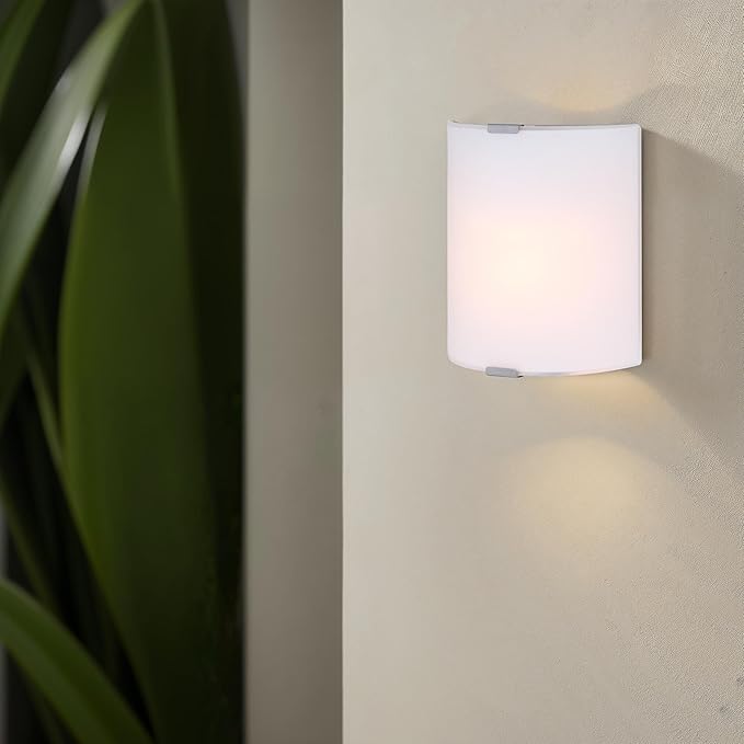 Modern 1-Light Wall Sconce, Grey with Flat Opal Glass, 7 Inch, Ambient Accent Lighting, Floating Wall Mounted Light for Hallway, Bathroom, Dining Room, Bedroom, Easy Install, 60W Type A Compatible