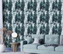 HAOKHOME Forest Peel and Stick Wallpaper Misty Blue Removable Vinyl Mural for Bathroom Bedroom Accent Wall Self Adhesive Contact Paper Tree Wall Decor 17.3in x 118in